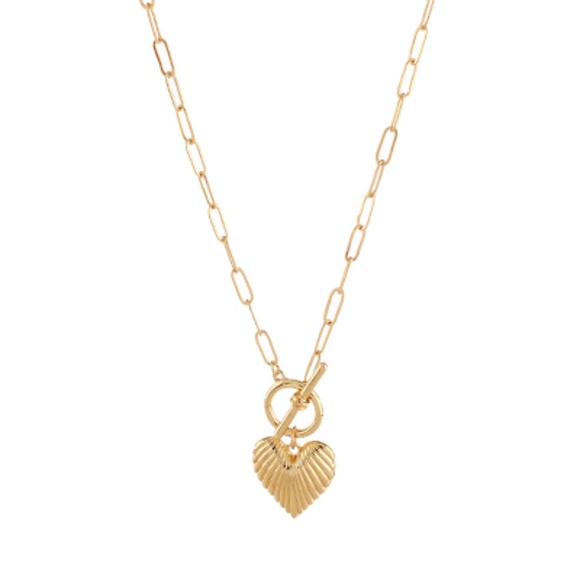 Textured Heart & Clip Chain Necklace - Picture 1 of 2
